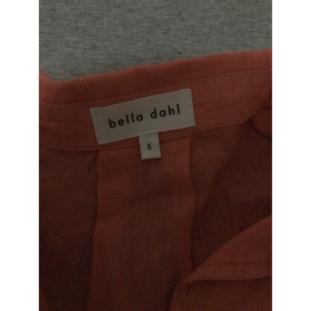 Bella Dahl Womens cropped Shirt Sz S orange Linen Button Front - Picture 7 of 11